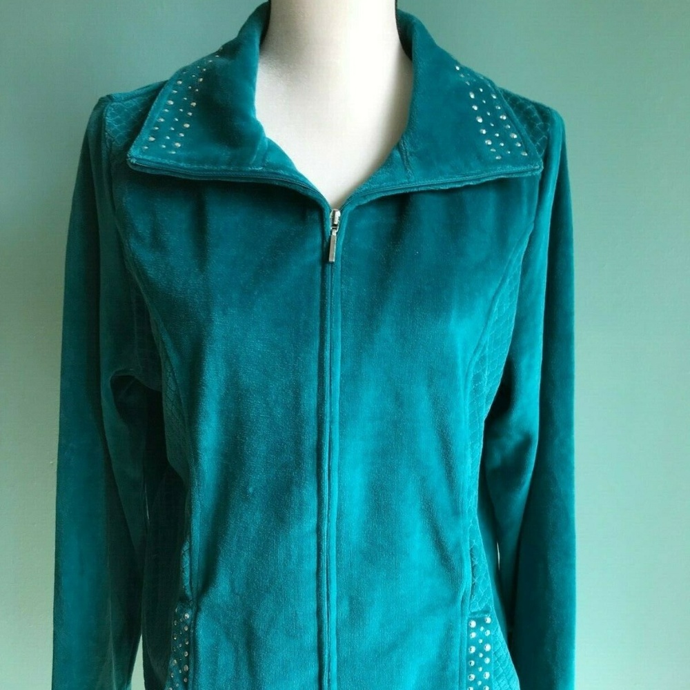 ALFRED DUNNER zipper Sweater Green Size 10.
